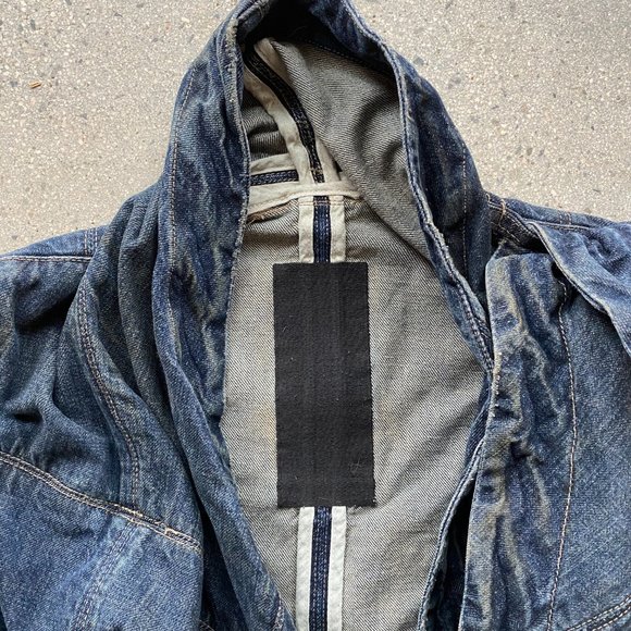 DRKSHDW Distressed Denim Drape Front Jacket - Sm - Picture 6 of 9